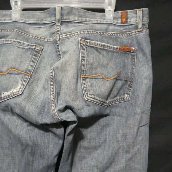 7 FOR ALL MANKIND | Bootcut | size 36 | Distressed Faded Blue Denim - Picture 12 of 16